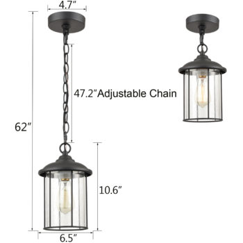 Outdoor Pendant Light Fixtures Glass Ceiling Hanging with Chain