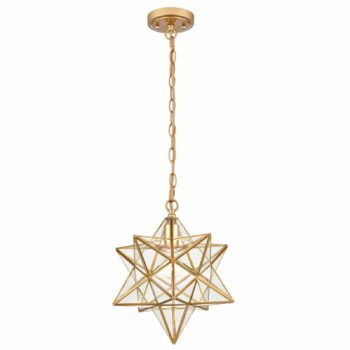 brass moravian star pendant light clear 14in