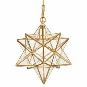 brass moravian star pendant light clear 14in
