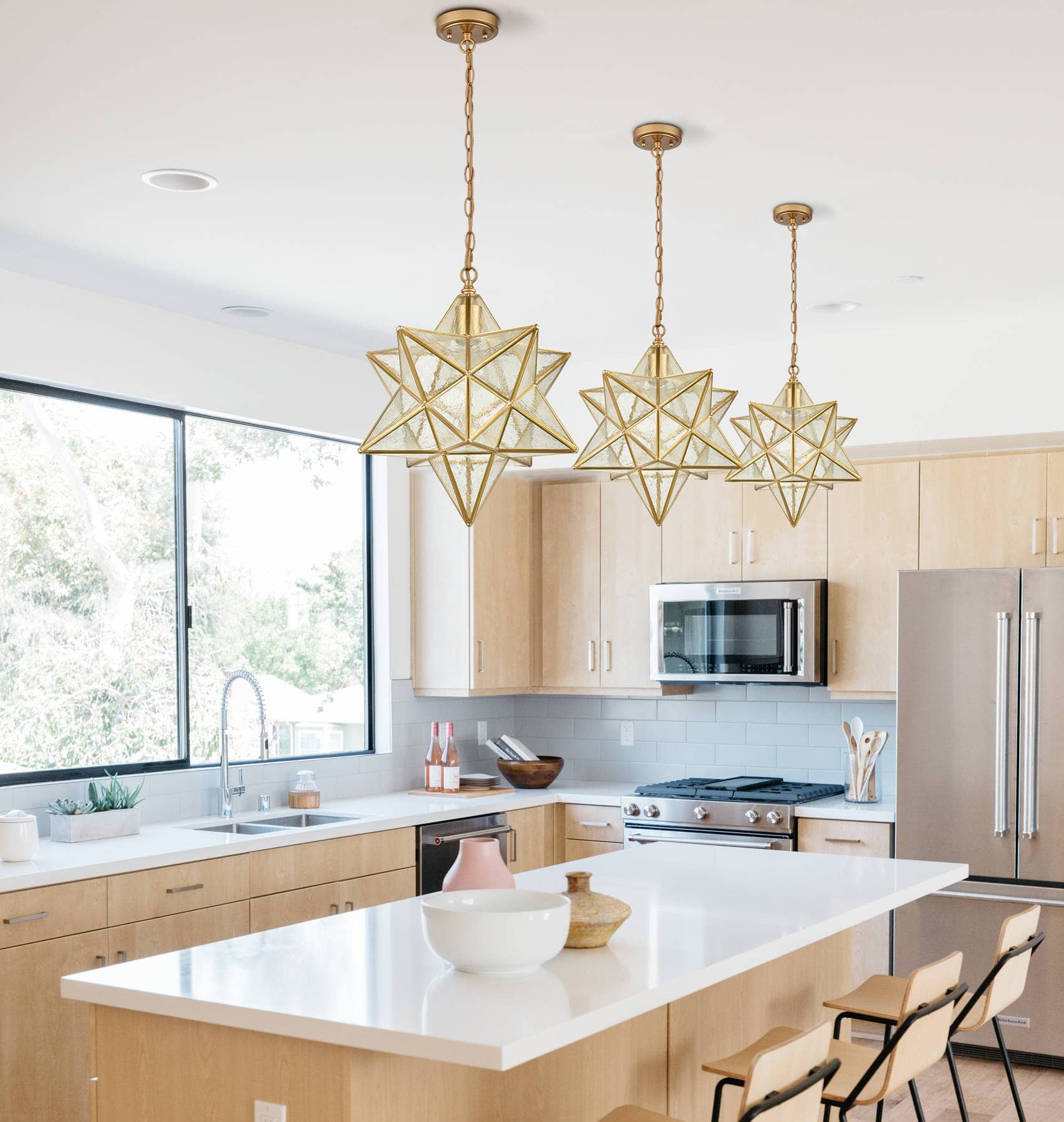Brass Moravian Star Pendant Light 
