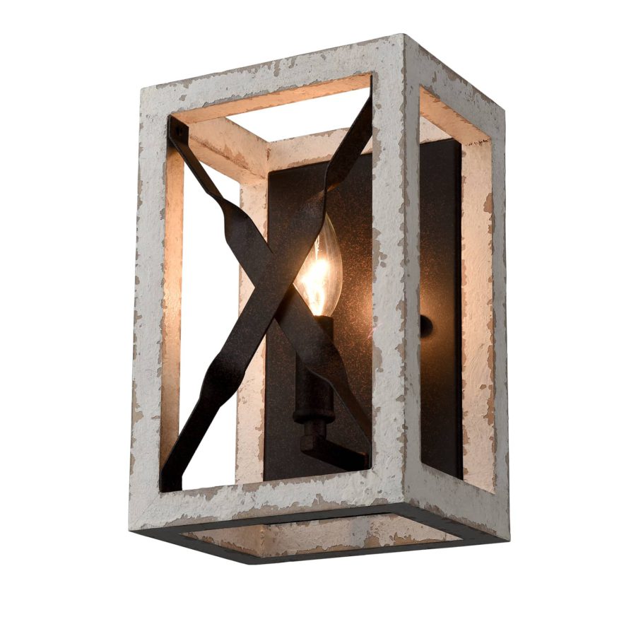 Farmhouse Rustic Wall Sconce 1-Light Mail Box Wooden Wall Lamp