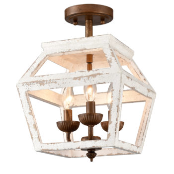 Farmhouse Wood Ceiling Light Distressed White Ceiling Chandelier