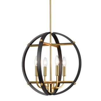 Globe Pendant Light With Black and Brass Finish