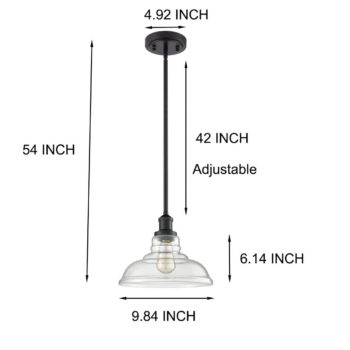 Industrial Black Island Pendant Light with Clear Glass Shade