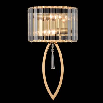 Modern Brass Wall Sconce 2 Light Crystal Bar Wall Lamp Dimmable