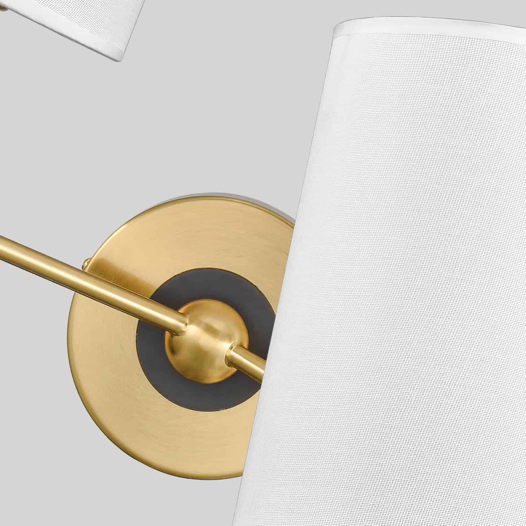 Modern Gold Wall Lamp Double Sconce for Living Room, Linen..