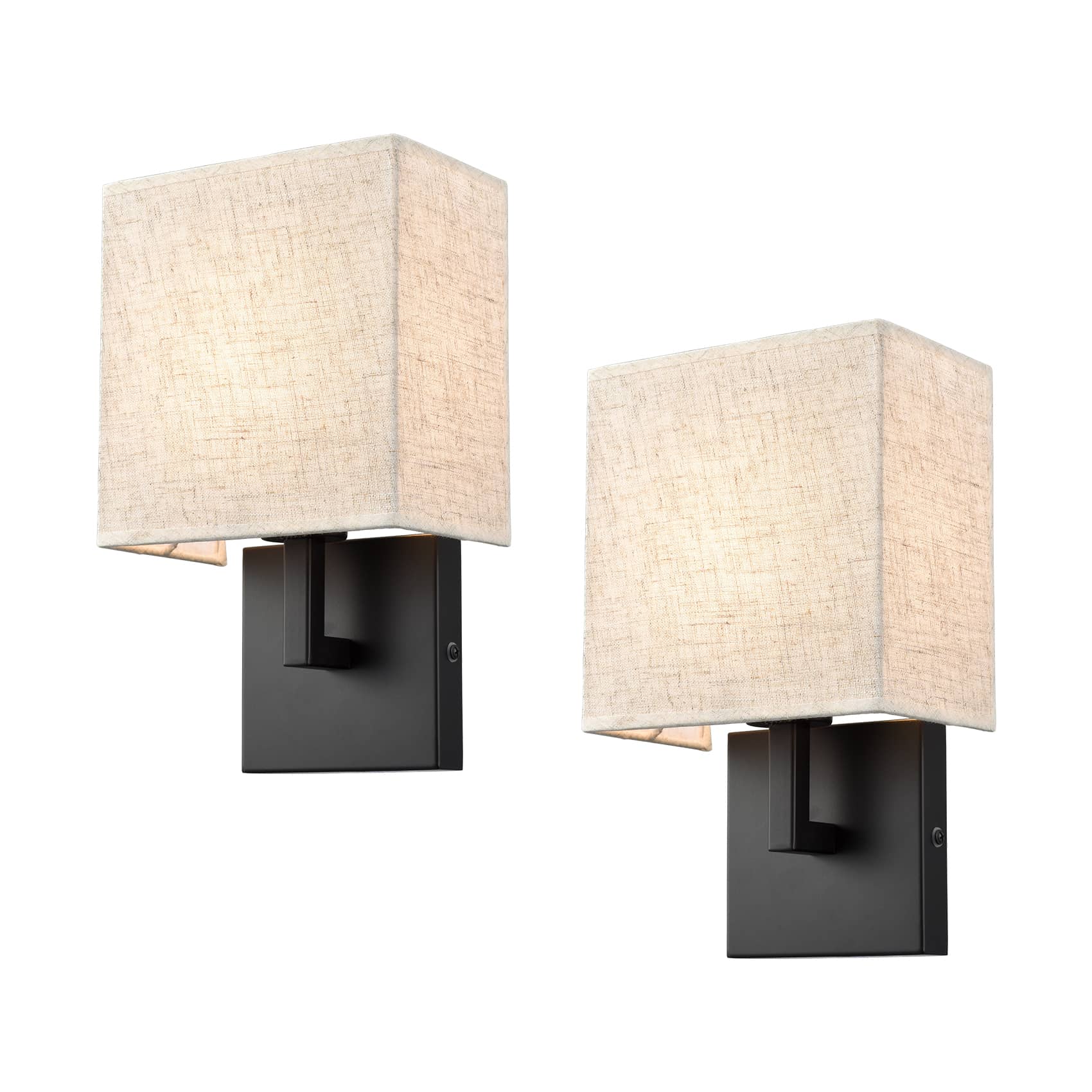modern brass linen shade wall sconce dimmable Claxy