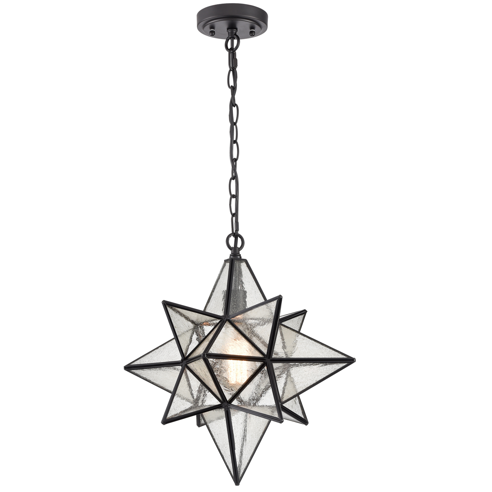 Clear Glass Brass Moravian Star Pendant Light 15in Claxy