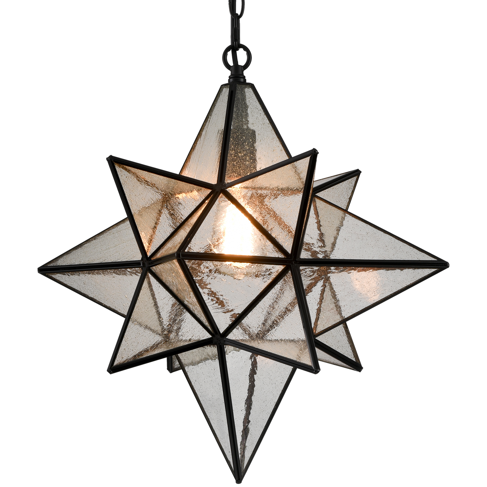 Seeded Glass Shade Moravian Star Pendant Light Claxy