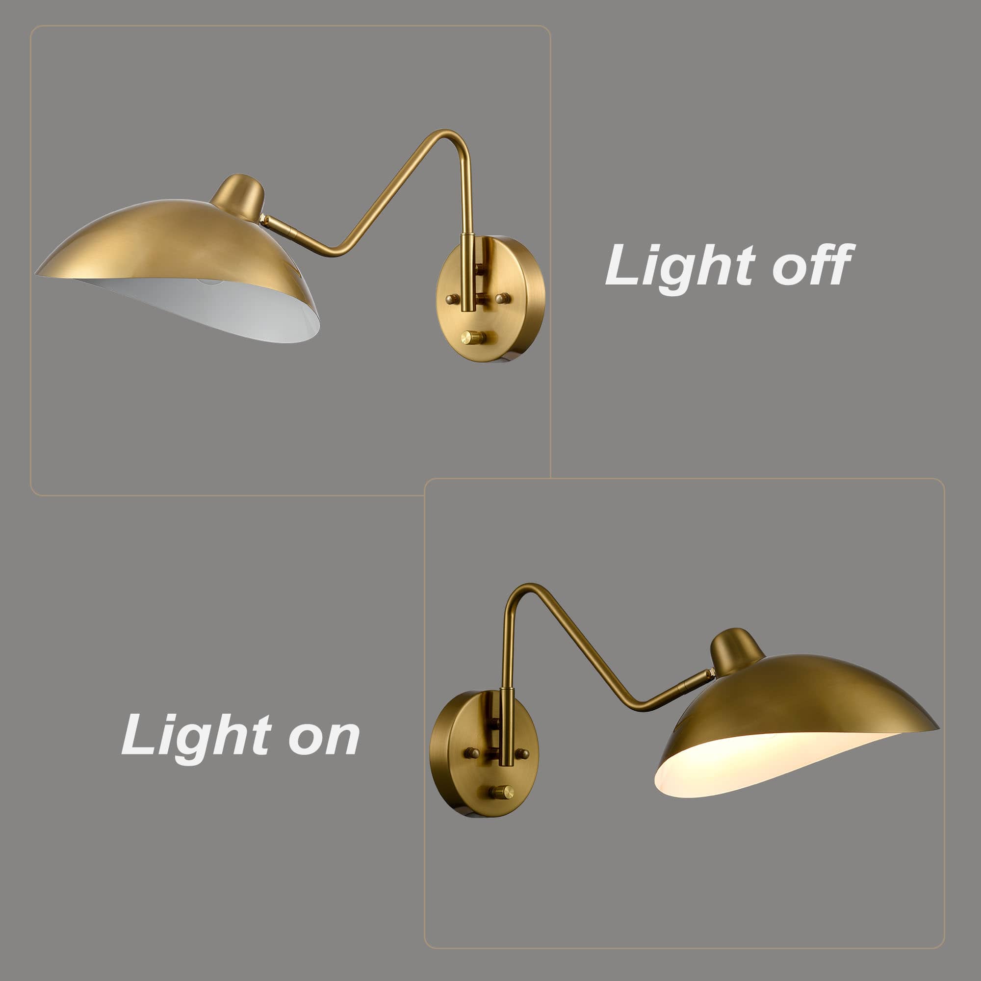 Modern Brass Wall Sconce Swing Arm Set of 2 | Claxy