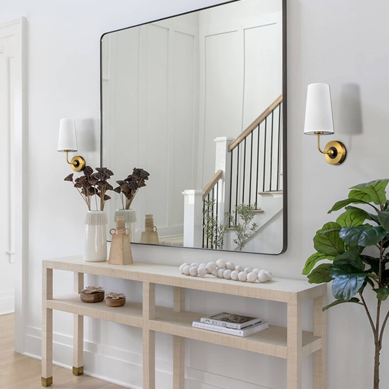 Modern Gold Wall Sconces Set of 2 Living Room Wall Lamps