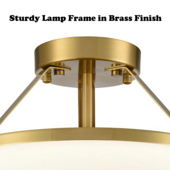 Drum Ceiling Light Semi Flush Mount Gold Finish Dimmable LED Light