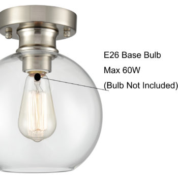 Glass Globe Shade Ceiling Light Fixture Brush Nickel Flush Mount Ceiling Lights