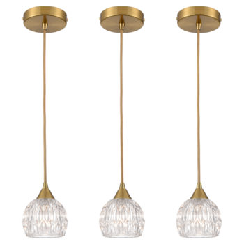 Gold Pendant Lights 3 Pack Mini Glass Shade Modern Hanging Lights Fixtures