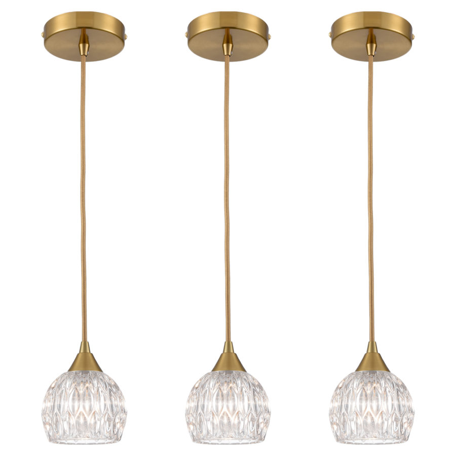 Gold Pendant Lights 3 Pack Mini Glass Shade Modern Hanging Lights Fixtures