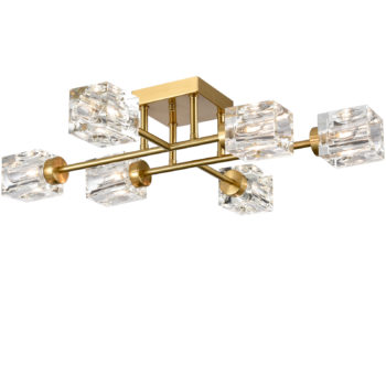 Gold Semi Flush Mount Ceiling Light Glass Shade Ceiling Sputnik Chandelier