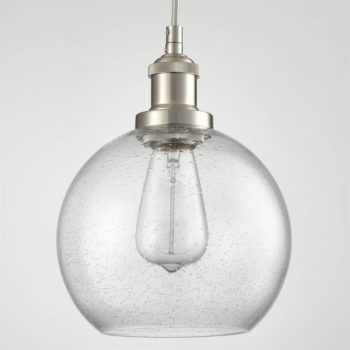 Modern Kitchen Glass Globe Pendant Light Brushed Nickel 7