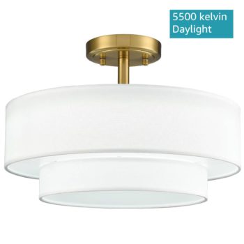 Modern LED Living Room Ceiling Lights Drum Shade Color Selectable 6