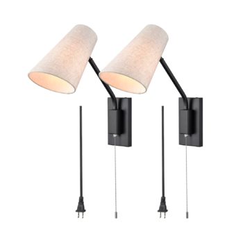 Modern Plug-in Wall Light Black Swing Arm Wall Lamp