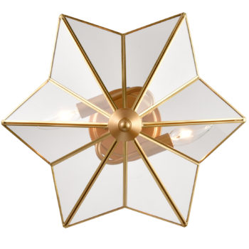 Modern Semi Flush Mount Ceiling Light Brass Ceiling Light Fixture Six-Pointed Star