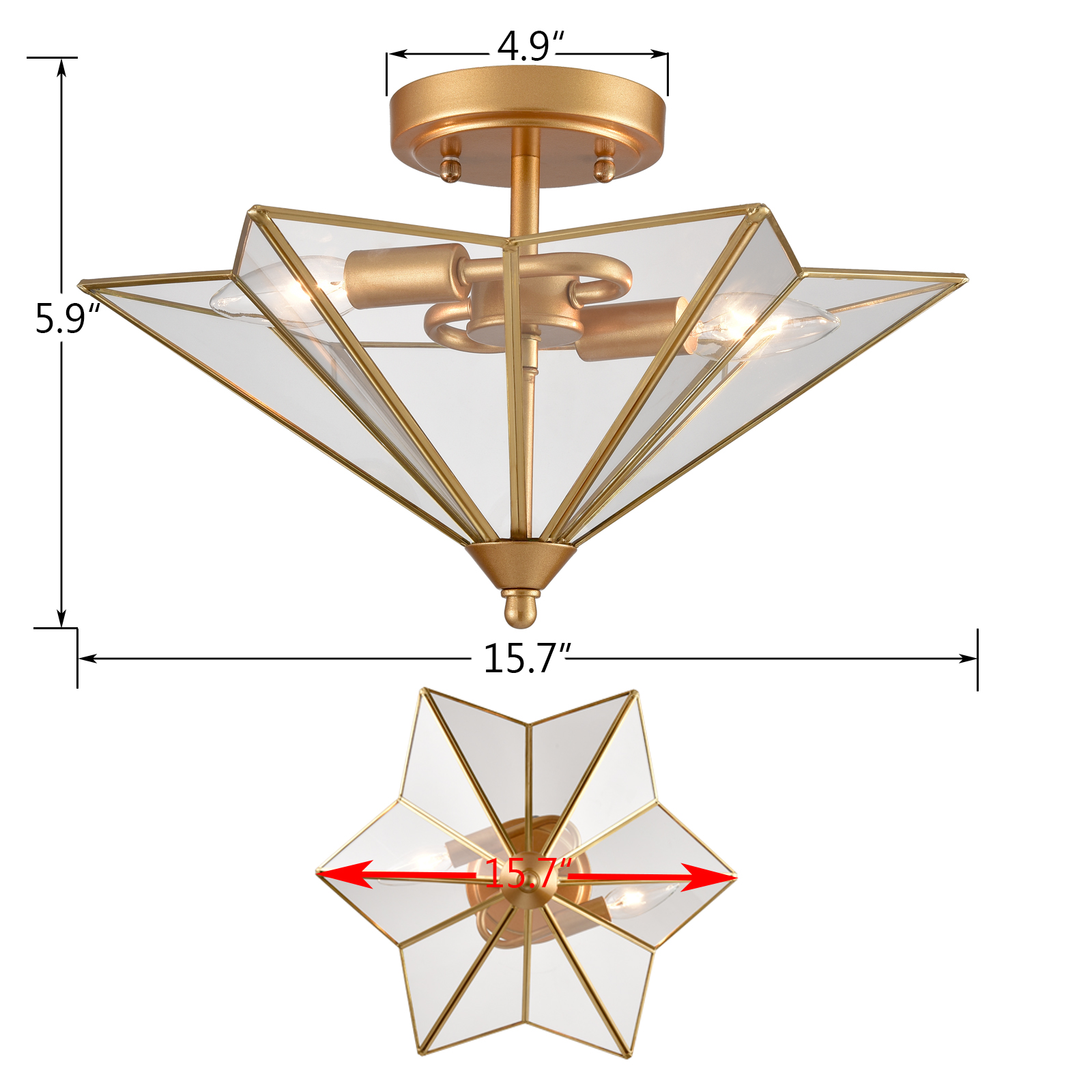 Schoolhouse Clear Glass SemiFlush Ceiling Light Claxy