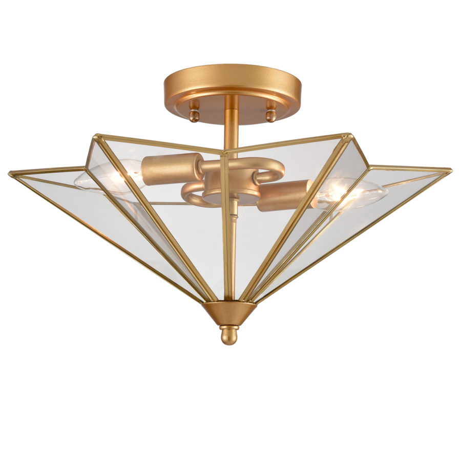 Modern Semi Flush Mount Ceiling Light Brass Ceiling Light Fixture Six-Pointed Star