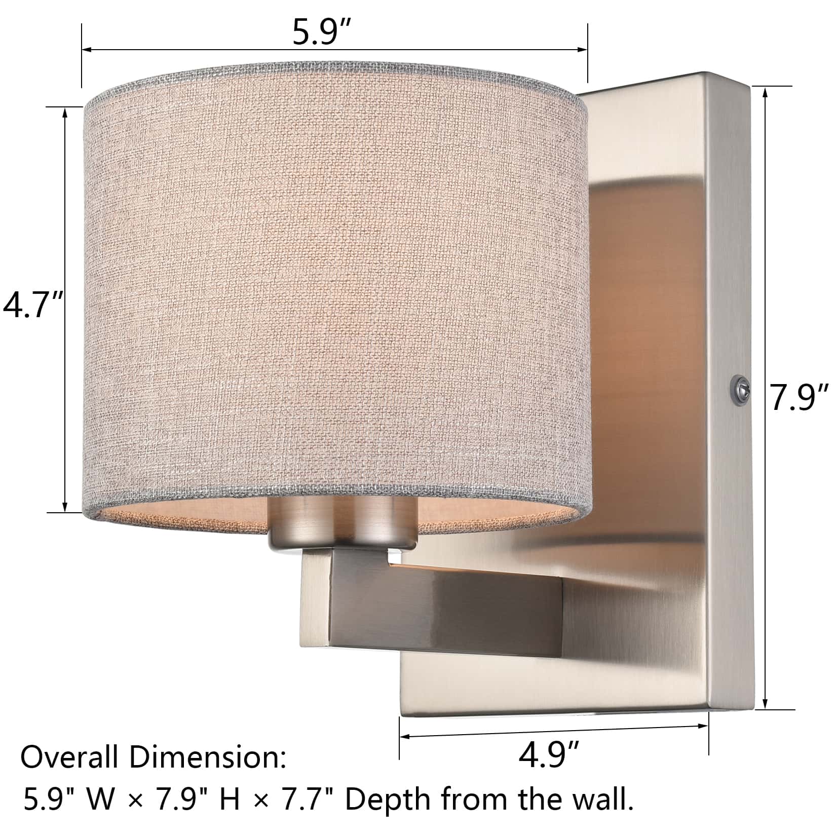 Brushed Nickel Wall Sconces with Shade Set of 2 Claxy