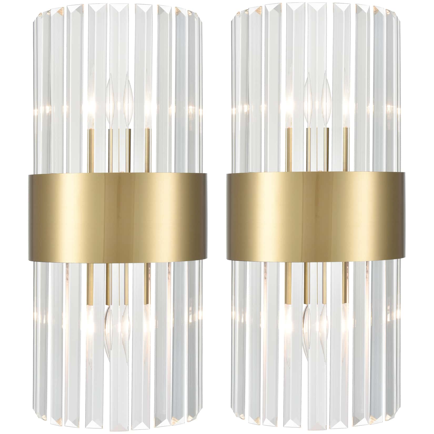 Titanium Gold & Brass Glass Wall Sconces Set of 2 Claxy