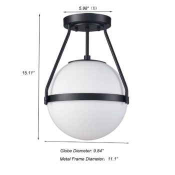 Globe Semi Flush Ceiling Light Black