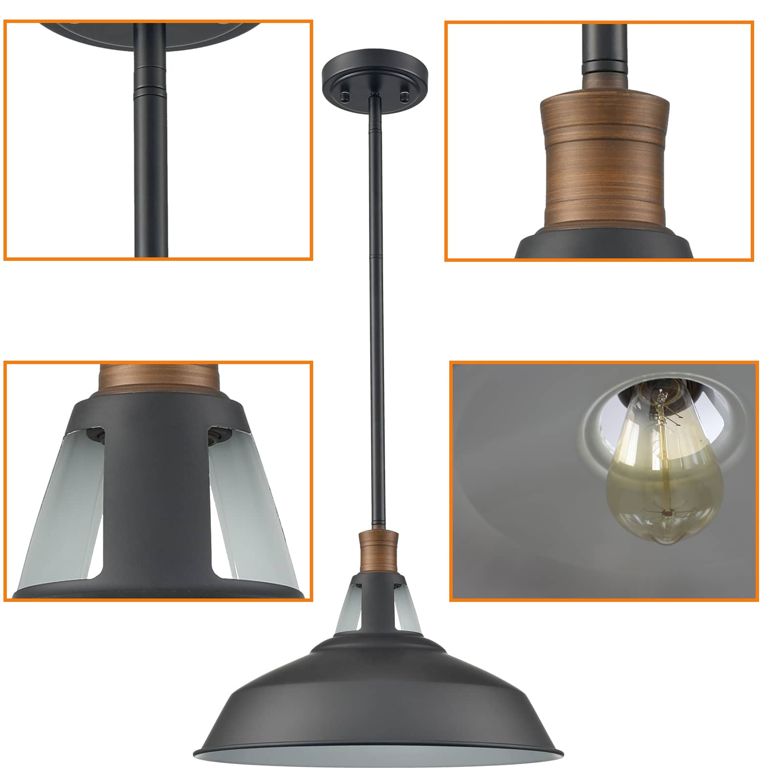 Industrial Black Barn Pendant Light 1Light Loft Fixture