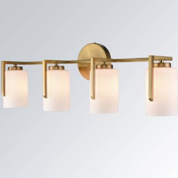 Modern 4 Light Gold Vanity Light Bathroom with Opal Cylinders 10