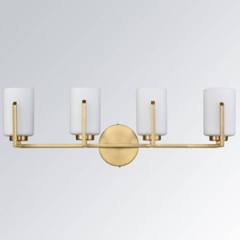 Modern 4 Light Gold Vanity Light Bathroom with Opal Cylinders 6