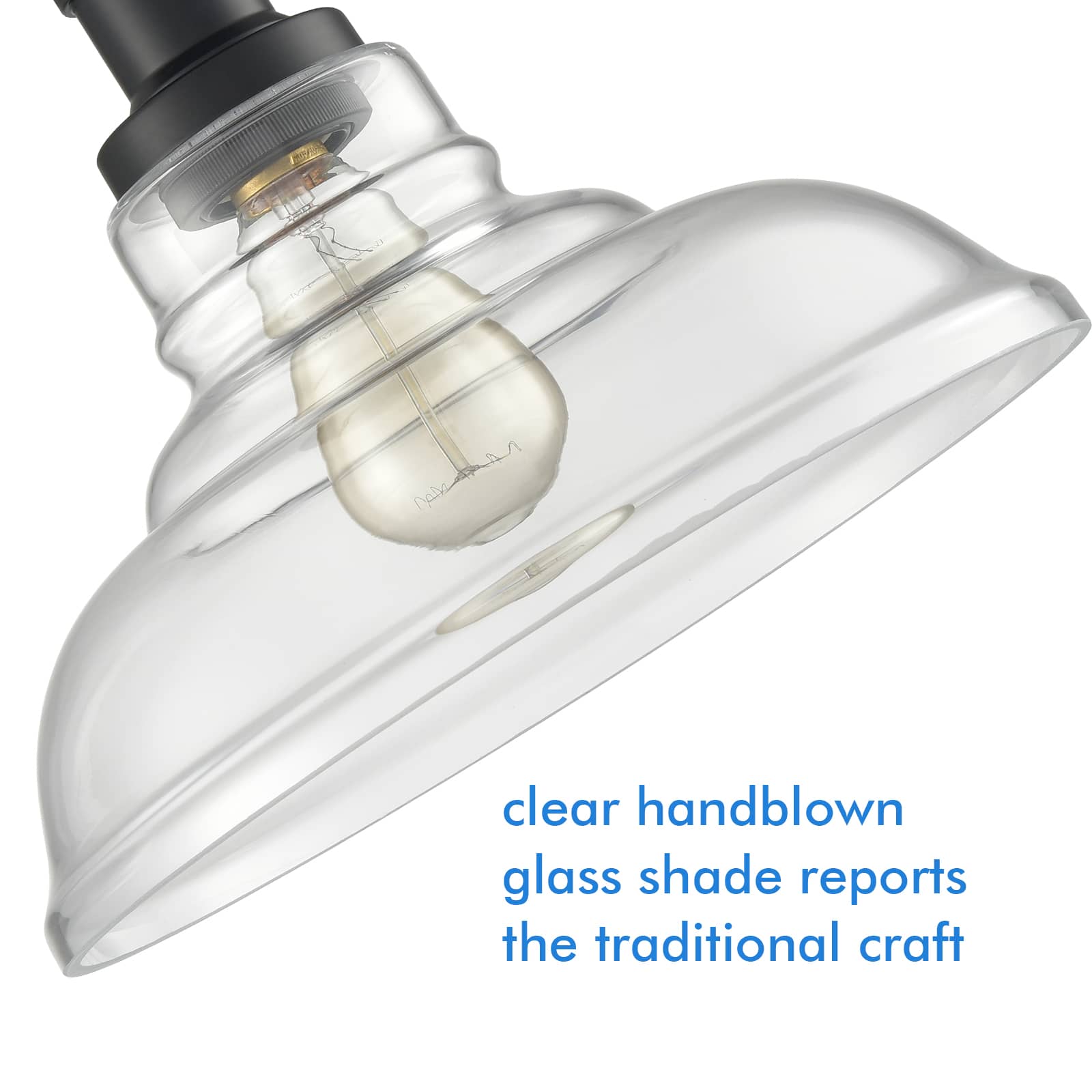 Industrial Farmhouse Ceiling Light Glass Dome Shade Black