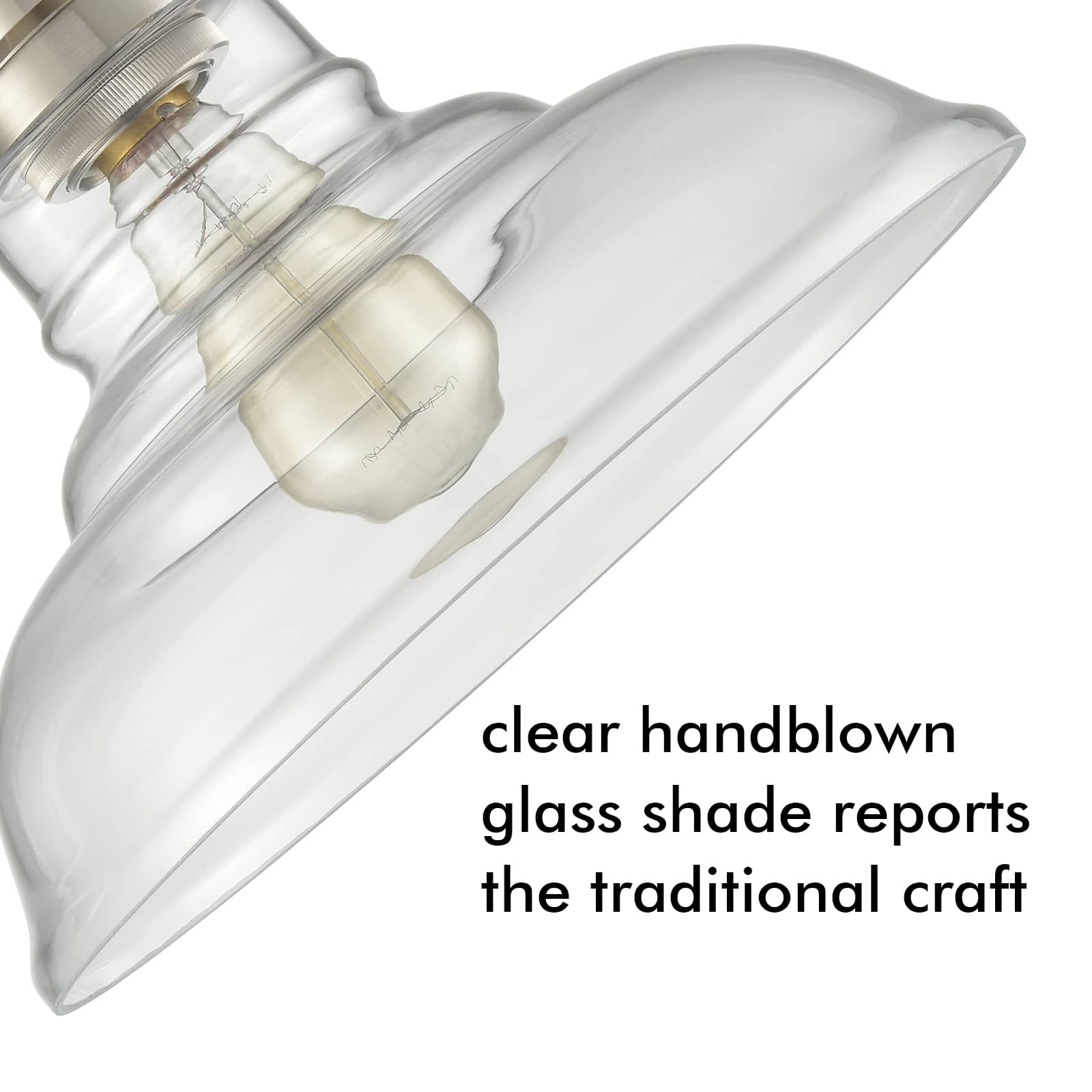 Modern Ceiling Light Glass Dome Shade Brushed Nickel