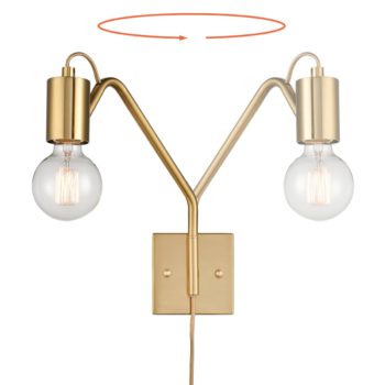 Modern Plug-in Wall Sconce Lighting Set of 2 with Switch, Gold