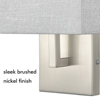 Modern Wall Sconce with Grey Fabric Shade Brushed Nickel
