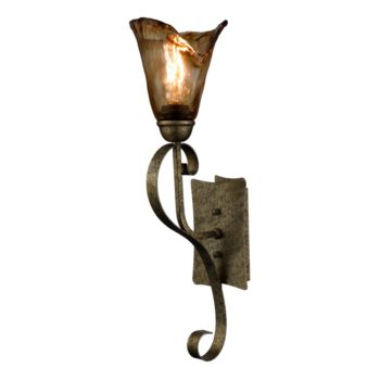 Rustic Wall Sconce Vintage Vanity Light with Amber Glow Glass Shade