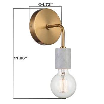 Set of 2 Brushed Brass Metal with White Marble Wall Light Fixture for Bedroom 4