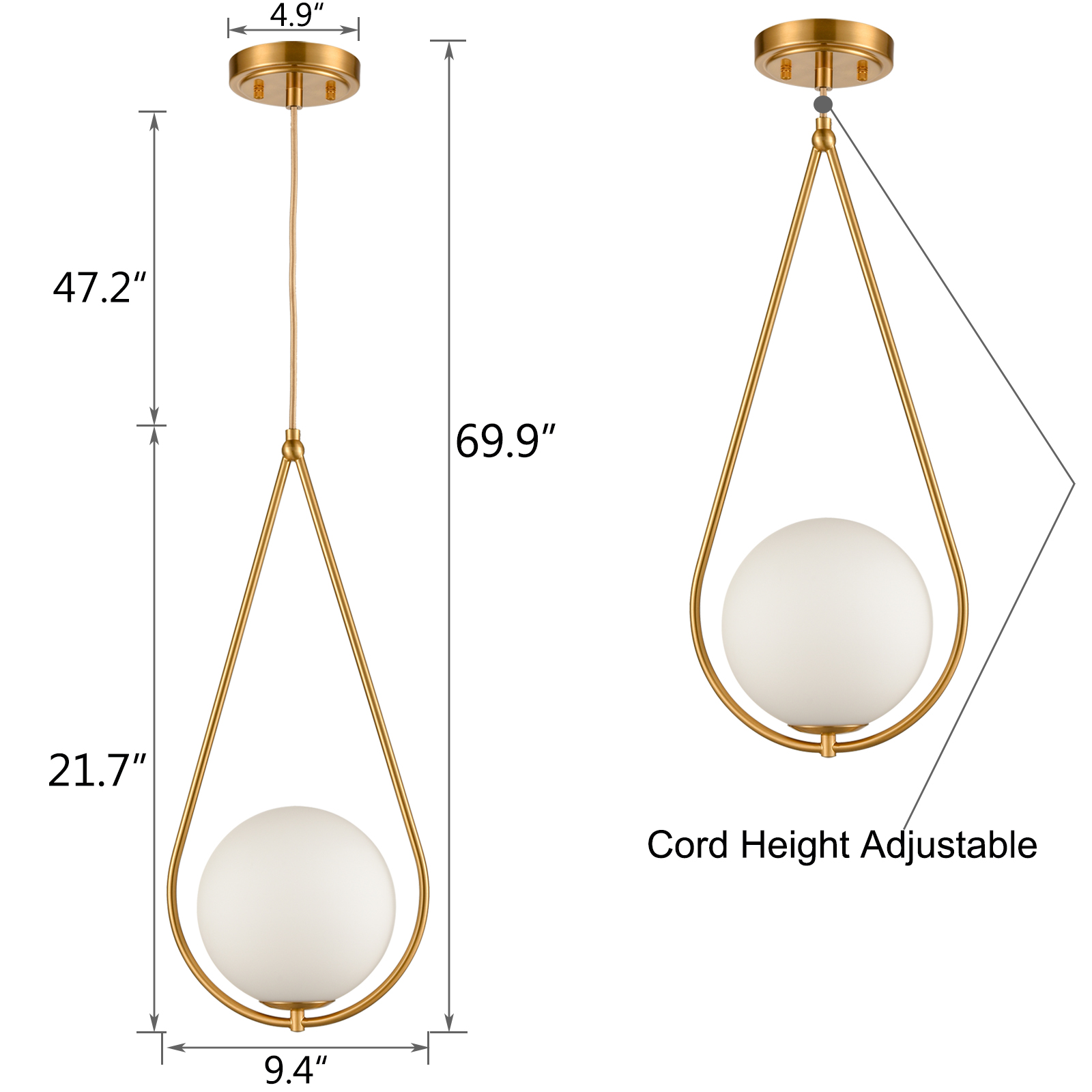 Single Globe Pendant Light Gold Claxy Lighting