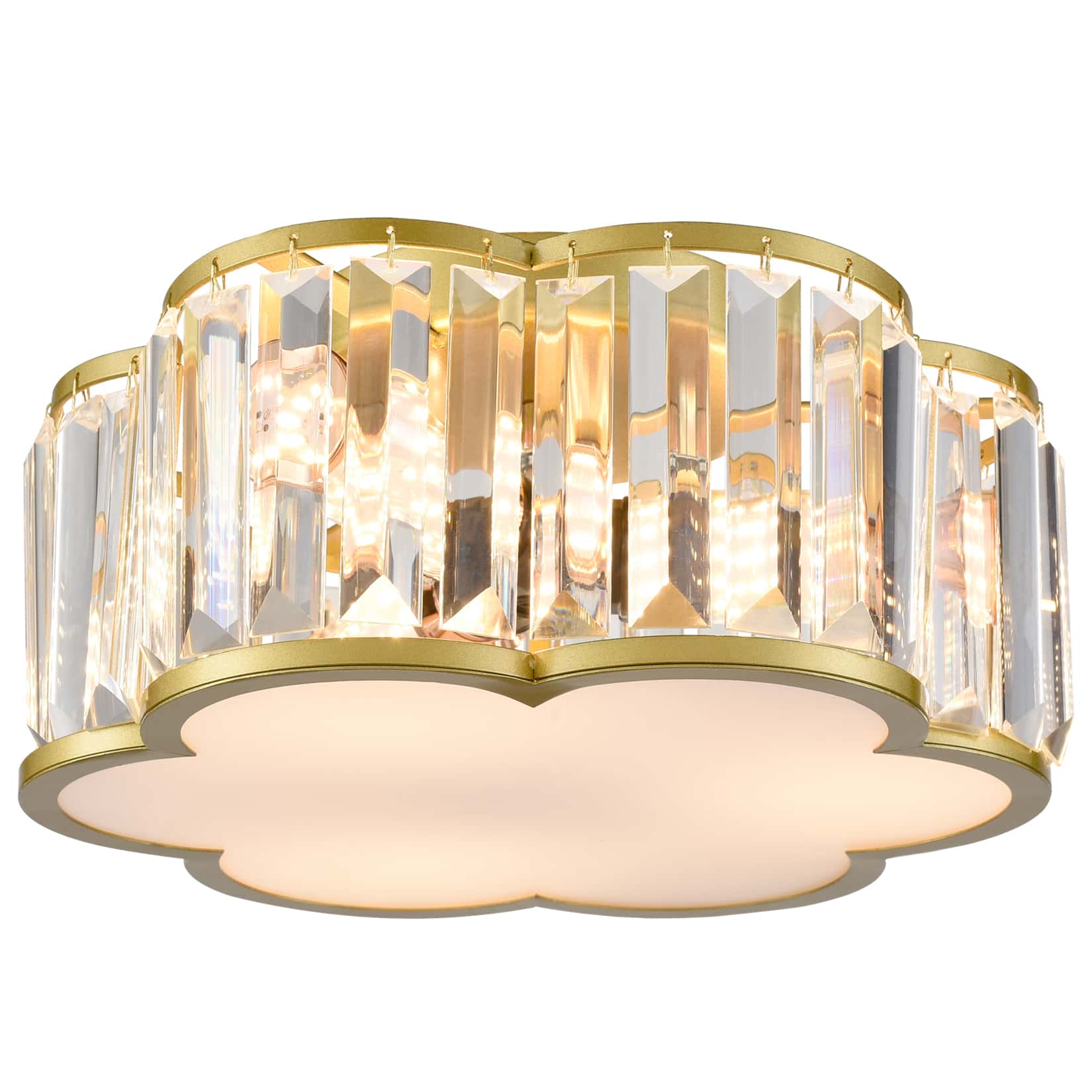Modern 3Light Gold Crystal Flush Mount Ceiling Light Claxy