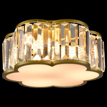 3-Light Gold Flush Mount Ceiling Light Crystal Ceiling Light Fixture