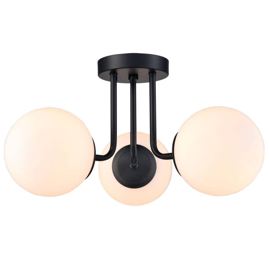 3 light Modern Black Globe Semi Flush Mount Ceiling Light Fixture for Bedroom 4