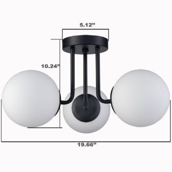 3 light Modern Black Globe Semi Flush Mount Ceiling Light Fixture for Bedroom 7