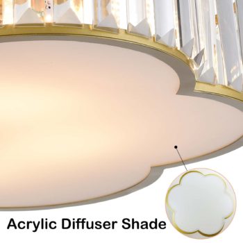 5-Light Modern Crystal Ceiling Light Fixture Gold Flush Mount
