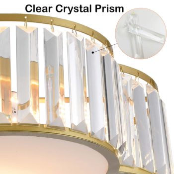 5-Light Modern Crystal Ceiling Light Fixture Gold Flush Mount