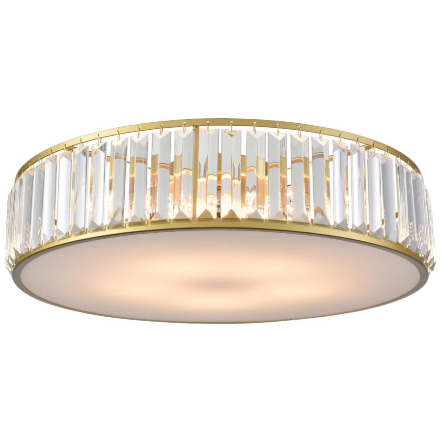 5-Light Modern Gold Crystal Flush Mount Ceiling Light Fixture