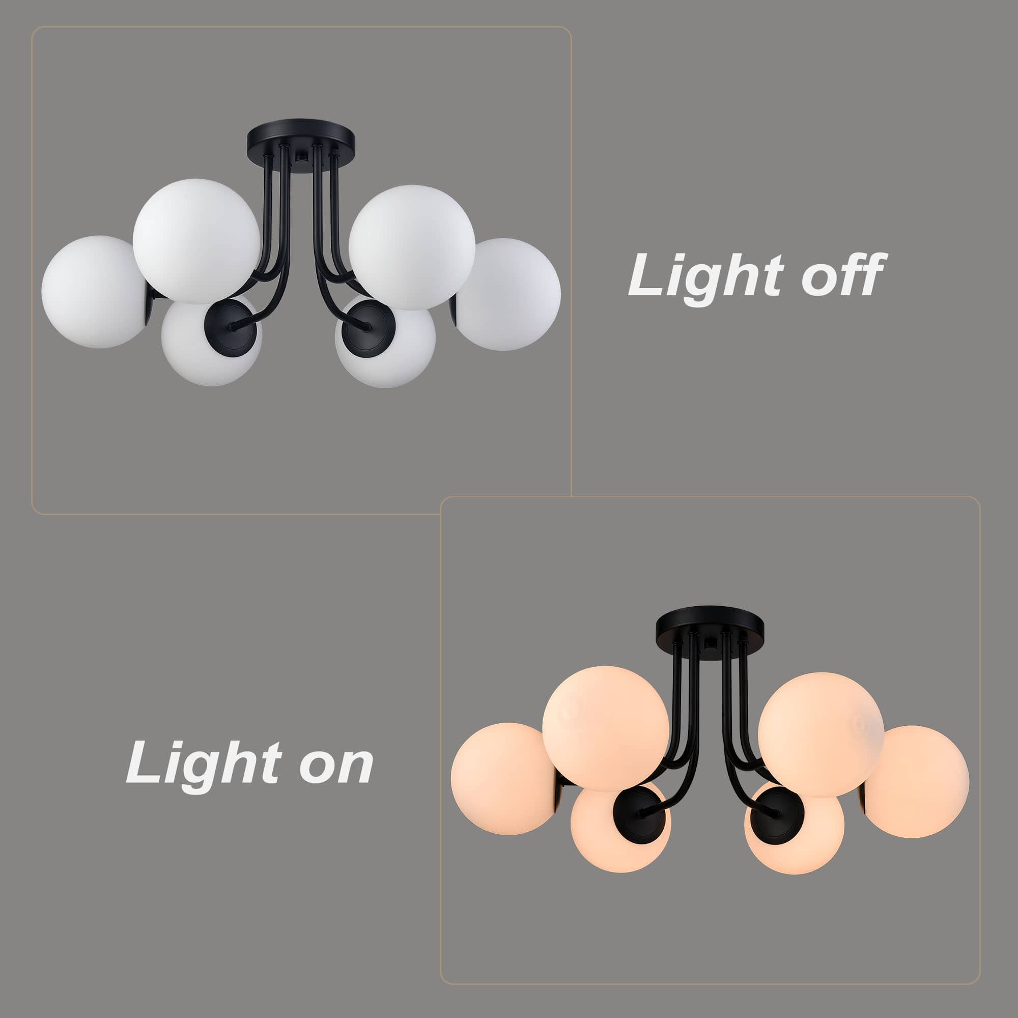 Modern Globe Ceiling Light 6 Light Claxy Lighting