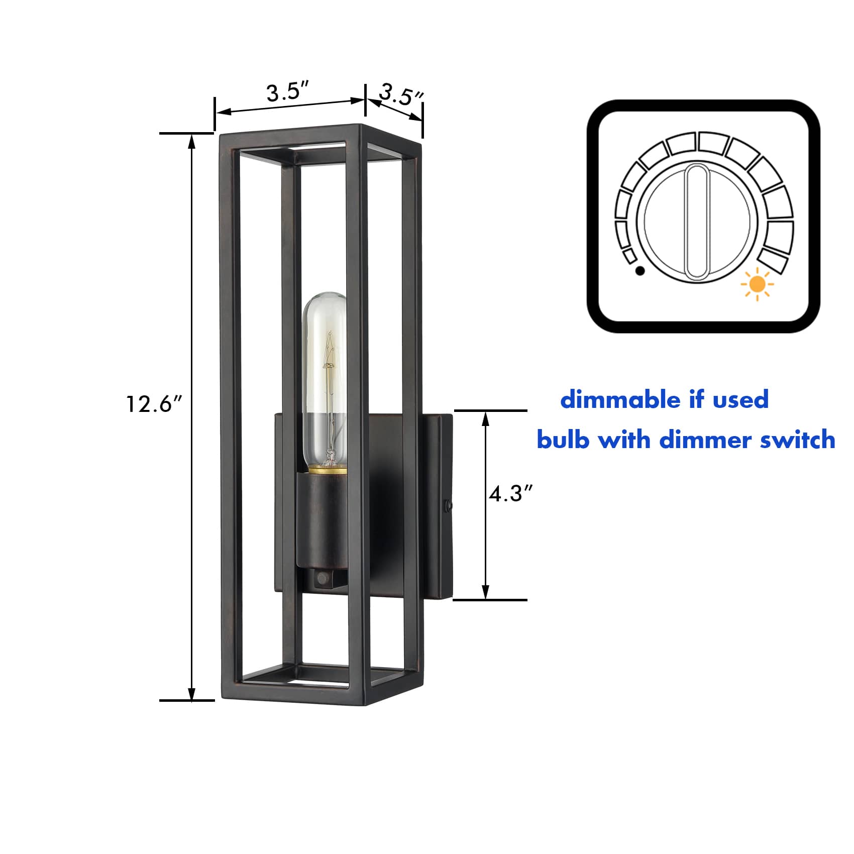 Industrial Wall Sconce Black Metal Cage Light Wall | Claxy