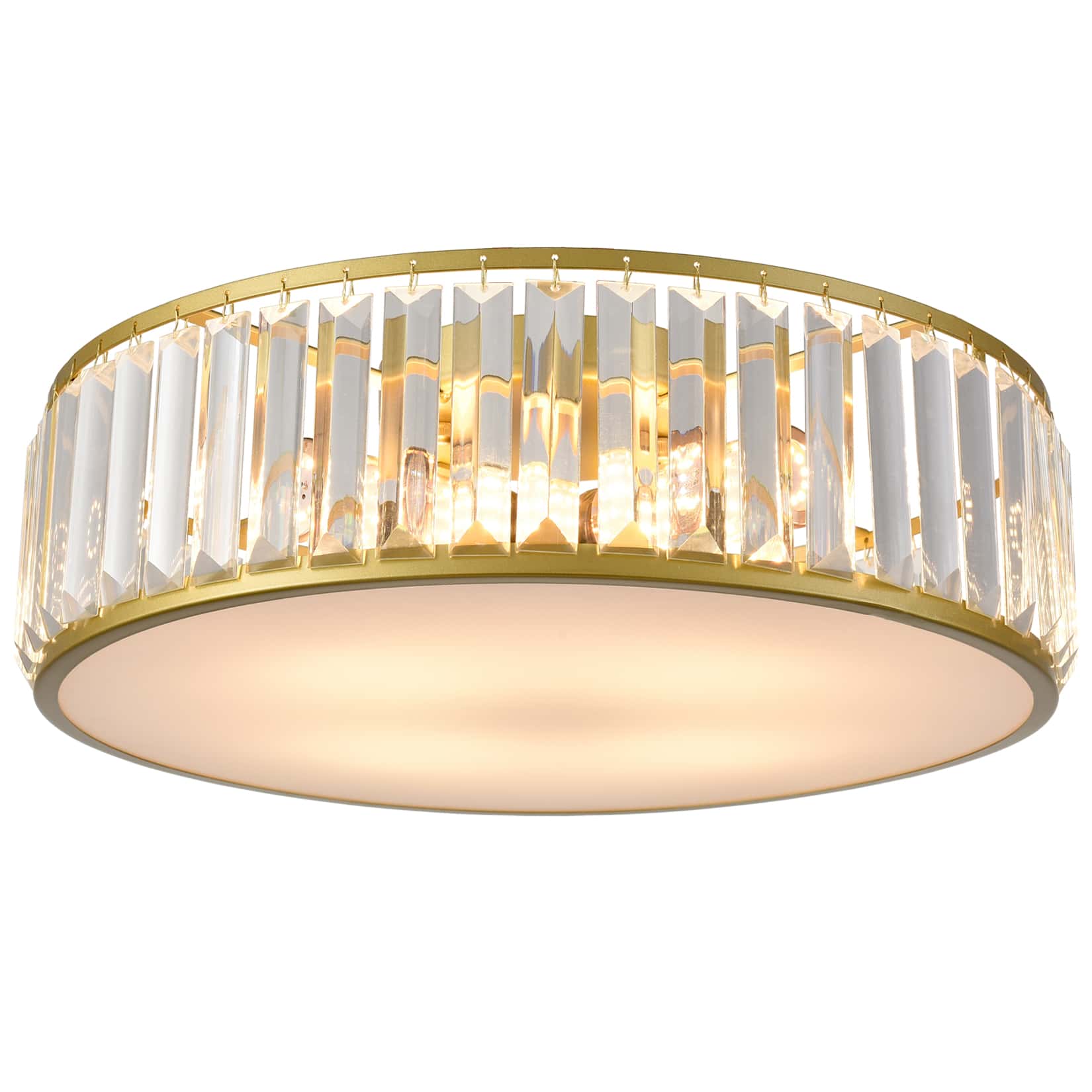 Modern 4Light Gold Crystal Flush Mount Ceiling Light Claxy