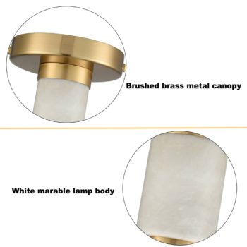 Modern Brass Semi Flush Mount Ceiling Light with White Marble for Living Room 4